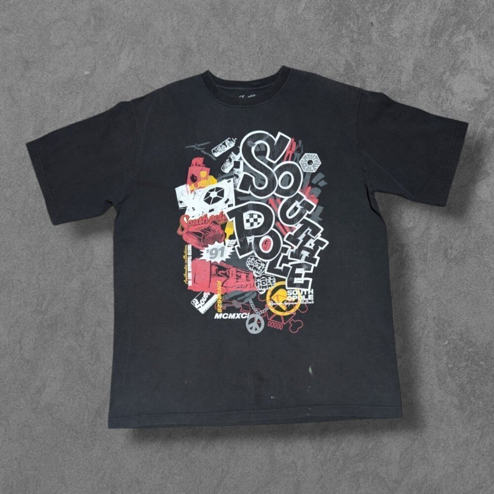 Vintage Y2k SouthPole Shirt Distressed Streetwear All Over Print XL
